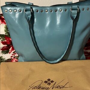 Patricia Nash Sky Blue Tote with Silver Accents